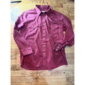 Round Up Press Shirt Red Blue Western Cowboy Long Tail Form Fit M/L No size
